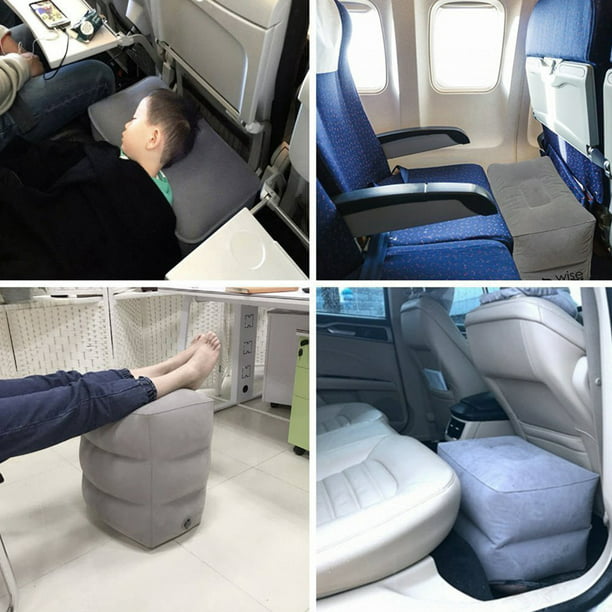 Dark Blue -1Pack Home & Office Airplane Footrest Cars Inflatable Travel Pillow Leg Rest,Kids Airplane Pillow Bed-3 Layer Adjustable Height Travel Foot Rest Cushion for Airplanes Trains 